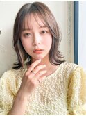 ◎ミニウルフホワイトグレージュデジタルパーマチェリーブラウン