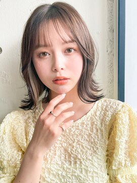 アグノス 青山(Agnos) ◎ミニウルフホワイトグレージュデジタルパーマチェリーブラウン