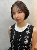 安積顔周りレイヤーボブダブルカラーショートヘアグレージュ韓国