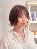 ショート/ショートボブ/顔周りレイヤー/赤みブラウンカラー