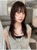 レイヤーカット / ブラウンカラー / 顔まわりカット / 牧野