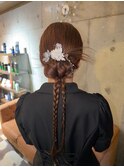 大人可愛いカチモリヘア三つ編みお団子ヘアセット20代30代40代