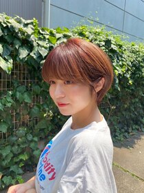 アンバー 池袋(amber) 丸みショートボブ/ピンクオレンジ/前髪カット[池袋駅]