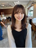 くびレイヤー前髪ありイメチェンアンブレラカラーこなれミディ