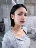 黒髪ボブルフネビージュ小顔ワンレン顔まわり韓国レイヤーカット