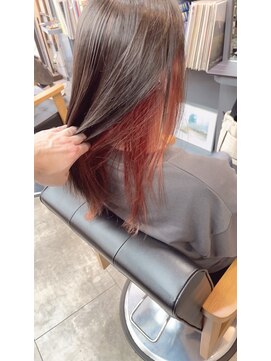 オト(oto) チラ見せで可愛いオレンジインナーカラー/ブリーチ/Wカラー