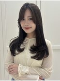 韓国ヘア/前髪カット/レイヤーカット/ベージュ/セミロング