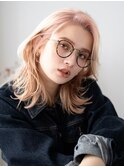 ケアブリーチイメチェングレーベージュハッシュカットウルフ