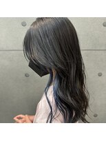 ヘアメロウ ココ(hair mellow CoCo...)&nbsp;インナーカラー　ブルー×巻き髪