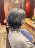 くびれヘア/シルバーグレージュ/くびれレイヤー/ダブルカラー