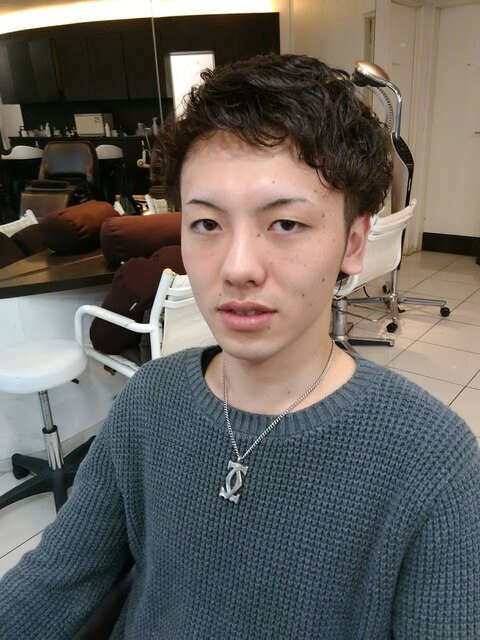 男気ショート強めパーマ