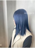 ブリーチ必須  青髪 韓国 ケアブリーチ ネイビー