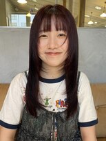 ヘアーミュゼ 井田店(Hair Musee)&nbsp;顔まわりレイヤー　× ワインレッド