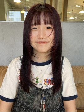 ヘアーミュゼ 井田店(Hair Musee) 顔まわりレイヤー × ワインレッド