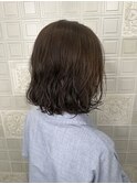 ふわふわパーマボブxベージュ