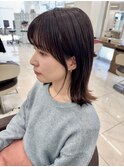 外はねミディアムのシースルーバング