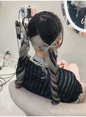 猫耳リボンコロネツイン/心斎橋ヘアセット