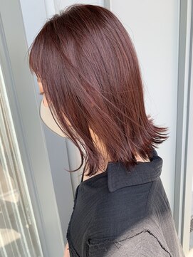 トリート 八千代緑が丘店(TREAT) コーラルピンク×外ハネミディ _八千代市緑が丘駅