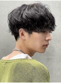 原宿メンズマッシュウルフカット波巻きパーマシャドウパーマ