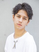 シティ(CITY) フェザーパーマブルーブラックサーフカールスパイキーショート