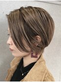 くびれショートボブ40代50代グレイカラー白髪染め白髪ぼかし
