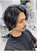 原宿波巻きスパイラルパーマメンズパーマセンターパート30代
