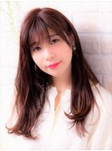 毛先パーマの黒髪ウォーターフォールにことりベージュハイライト