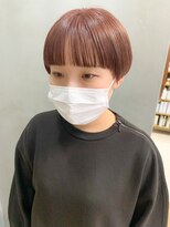 テトヘアー(teto hair)&nbsp;ピンクベージュ、ワイドバング、マッシュショート、ブリーチ