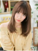 厚めバング大人可愛いミルクティーブラウンc6志木20代30代40代