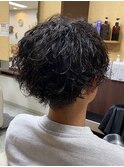 パートツイストスパイラルパーマツーブロック刈り上げ