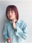 20代・30代・軽めレイヤーボブ/顔まわりレイヤー/ボルドーカラー
