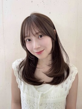 ビーチ(BEACH) レイヤーカット/韓国ヘア/小顔/前髪長め/オリーブグレー/黒髪