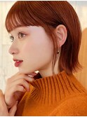 熊本　外ハネボブ　オレンジブラウン　切りっぱなし　　Arisa.