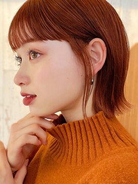 サロウィン 熊本上通り店(SALOWIN) 熊本 外ハネボブ オレンジブラウン 切りっぱなし Arisa.