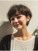 前髪あり簡単スタイリングショートボブ