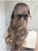お呼ばれヘア♪ねじりハーフツイン