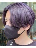センターパート×ラベンダーアッシュ
