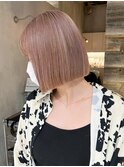 ピンクベージュボブ_チェリーブラウンフェミニンロング_ba400581