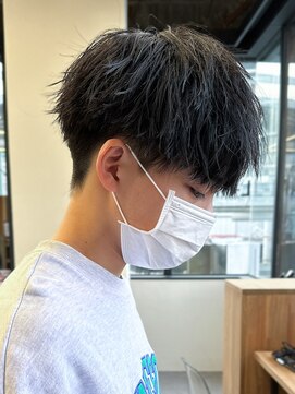 エルマーク(L-MARK) スパイラルパーマツイストパーマアップバング短髪メッシュ