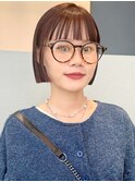 タイトな大人ボブ*ミニボブ*切りっぱなしボブ*レッドブラウン