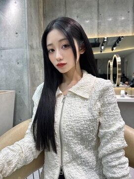 ロール 博多(Role) ミニウルフ黒染め髪質改善縮毛矯正酸性ストレートレイヤー/博多