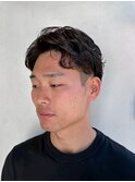 色気増し刈上げナチュラル無造作パーマブルーブラック【新大阪】