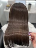 セミロングヘアーブラウンカラー髪質改善　赤坂見附