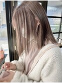 大人シアーベージュミニウルフボブミディアムレイヤー