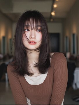 ケシキ 表参道 原宿(kesiki.) ミディアムレイヤー顔周りレイヤーハッシュカット韓国へア