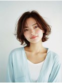 ミルクブラウン/ダークパープル/ナチュラルショート/夏/センター
