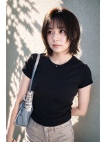 ネルケ 立川(nelke)&nbsp;立川ショートウルフ外ハネシースルーバング暗髪艶カラー