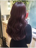 【ブリーチ無し】ピンク×パープルカラー　ゆるウェーブ