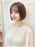 ショート 丸みボブ 顔周り 髪質改善カラー ブラウンカラー