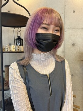 アチーブティルスマートサロン 豊川末広通店(achieve till Smart Salon) ハイトーンラベンダー×ホワイトブロンド×レイヤーミディ